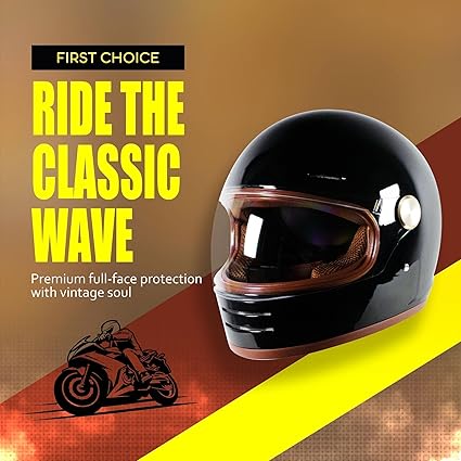 DOT Retro Vintage Full Face Motorcycle Helmet Classic Design for Men Women Lightweight Windproof Vent Cafe Racer & Cruiser Riding, Highway Commute, Touring