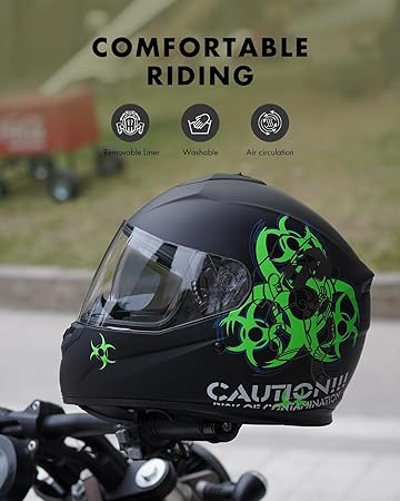 Full Face Motorcycle Helmet Dual Visor Helmets for Adult Men and Women with Smoked Sunshield DOT Approved