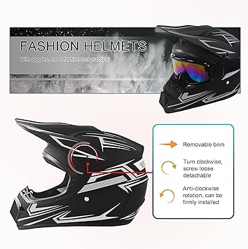 Youth Kids Dirt Bike Motocross Helmets (Goggles Gloves Face Mask) 4PCS Set, Boys Girls Full Face Motorcycle Helmet, Mountain Bike Off Road Helmets, DOT Approved ATV Helmet