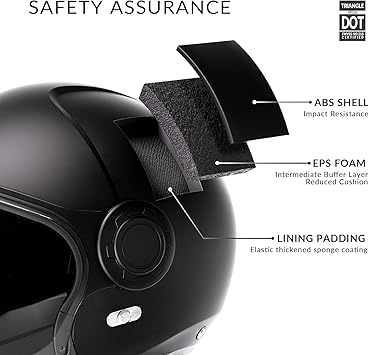 Full Face Motorcycle Helmets,Off-Road Motocross Helmet for Men & Women,Dual Visor with Internal Tinted Sunshield,Open Face 3/4 Adult Racing Helmet DOT Approved(Black,L)