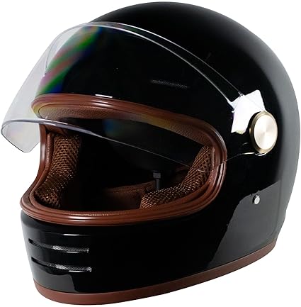 DOT Retro Vintage Full Face Motorcycle Helmet Classic Design for Men Women Lightweight Windproof Vent Cafe Racer & Cruiser Riding, Highway Commute, Touring