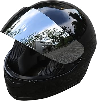 Motorcycle Motocross Flip Up DOT Full Face Helmet Visor Mirror Sun Shield Street Sport Motorcycle Adult Helmet for Women Men Gloss Black