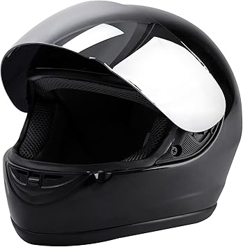 Motorcycle Motocross Flip Up DOT Full Face Helmet Visor Mirror Sun Shield Street Sport Motorcycle Adult Helmet for Women Men Gloss Black