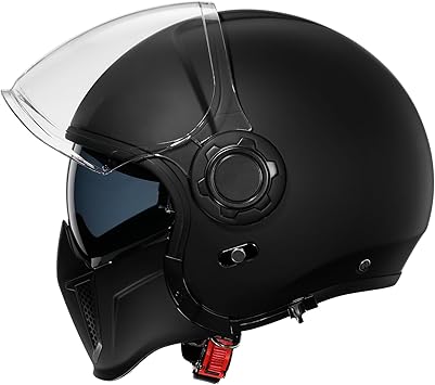 Full Face Motorcycle Helmets,Off-Road Motocross Helmet for Men & Women,Dual Visor with Internal Tinted Sunshield,Open Face 3/4 Adult Racing Helmet DOT Approved(Black,L)
