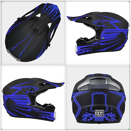 Youth & Kids Full Face Motocross Helmet DOT Approved - ATV Dirt Bike BMX MX Off-Road Helmet with Goggles Gloves Mask Set