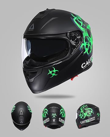 Full Face Motorcycle Helmet Dual Visor Helmets for Adult Men and Women with Smoked Sunshield DOT Approved