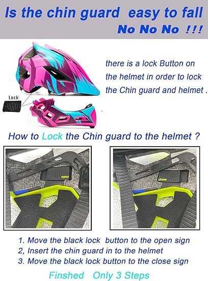 Toddler and Kids Full Face Helmet, Girl and Boy BMX Multi-Sport Detachable Mountain Dirty Bike Helmet Around 3-12 Years Head Circumference.