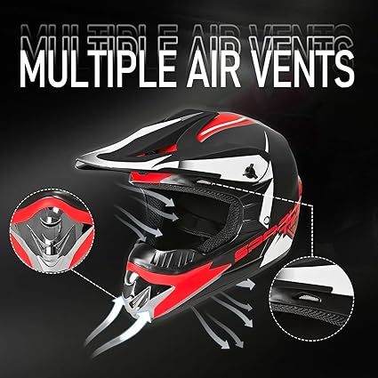 Youth Motocross Helmet Dirt Bike Helmet,ATV Motorcycle Helmet,Outdoor Dirt Bike Helmets,DOT Approved,Off-Road Helmets with Gloves Goggles Face Shield 4-Piece Set