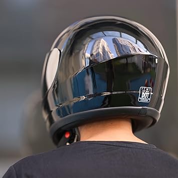 Motorcycle Motocross Flip Up DOT Full Face Helmet Visor Mirror Sun Shield Street Sport Motorcycle Adult Helmet for Women Men Gloss Black