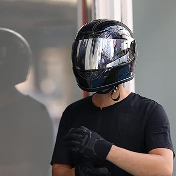 Motorcycle Motocross Flip Up DOT Full Face Helmet Visor Mirror Sun Shield Street Sport Motorcycle Adult Helmet for Women Men Gloss Black